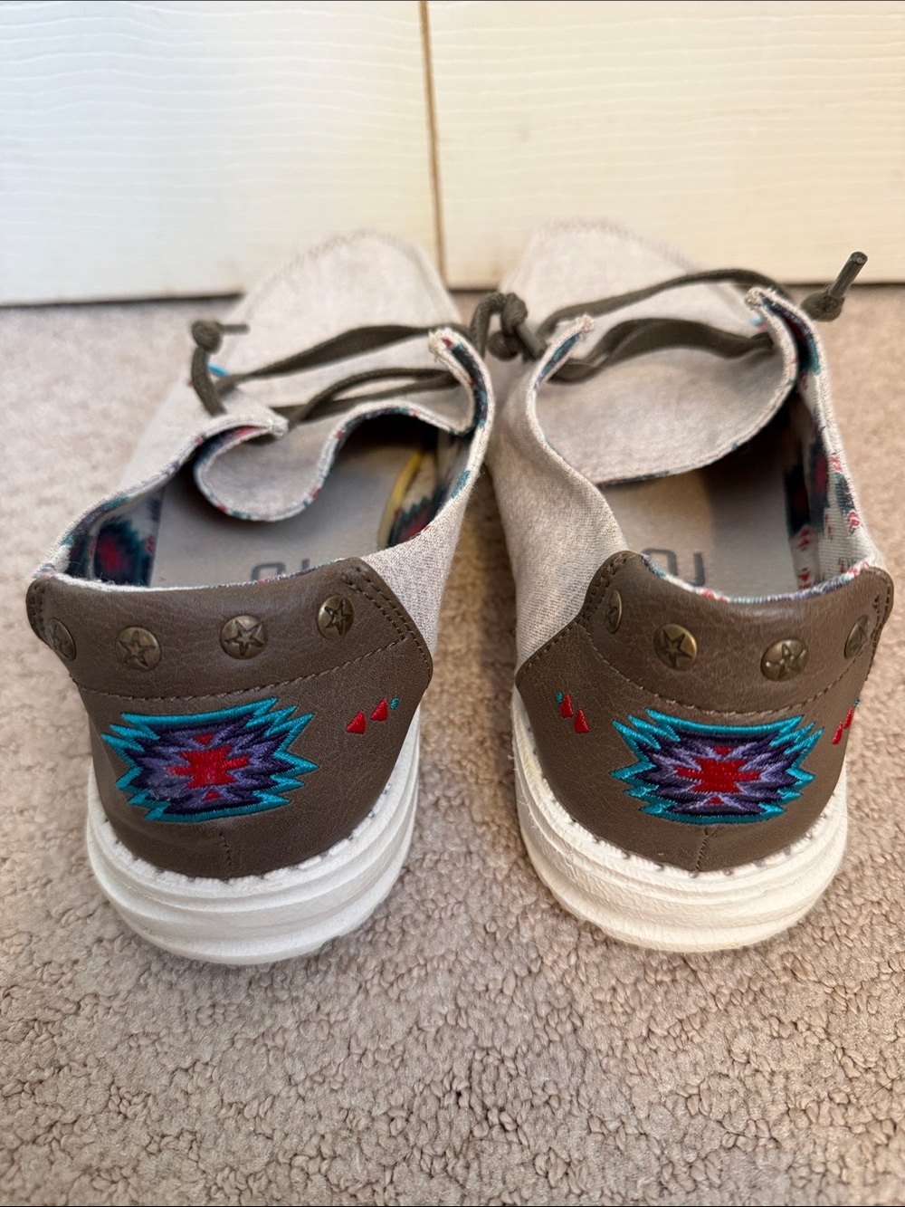 Women’s Hey Dude Casual Slip-On Shoes with Southwestern Embroidery